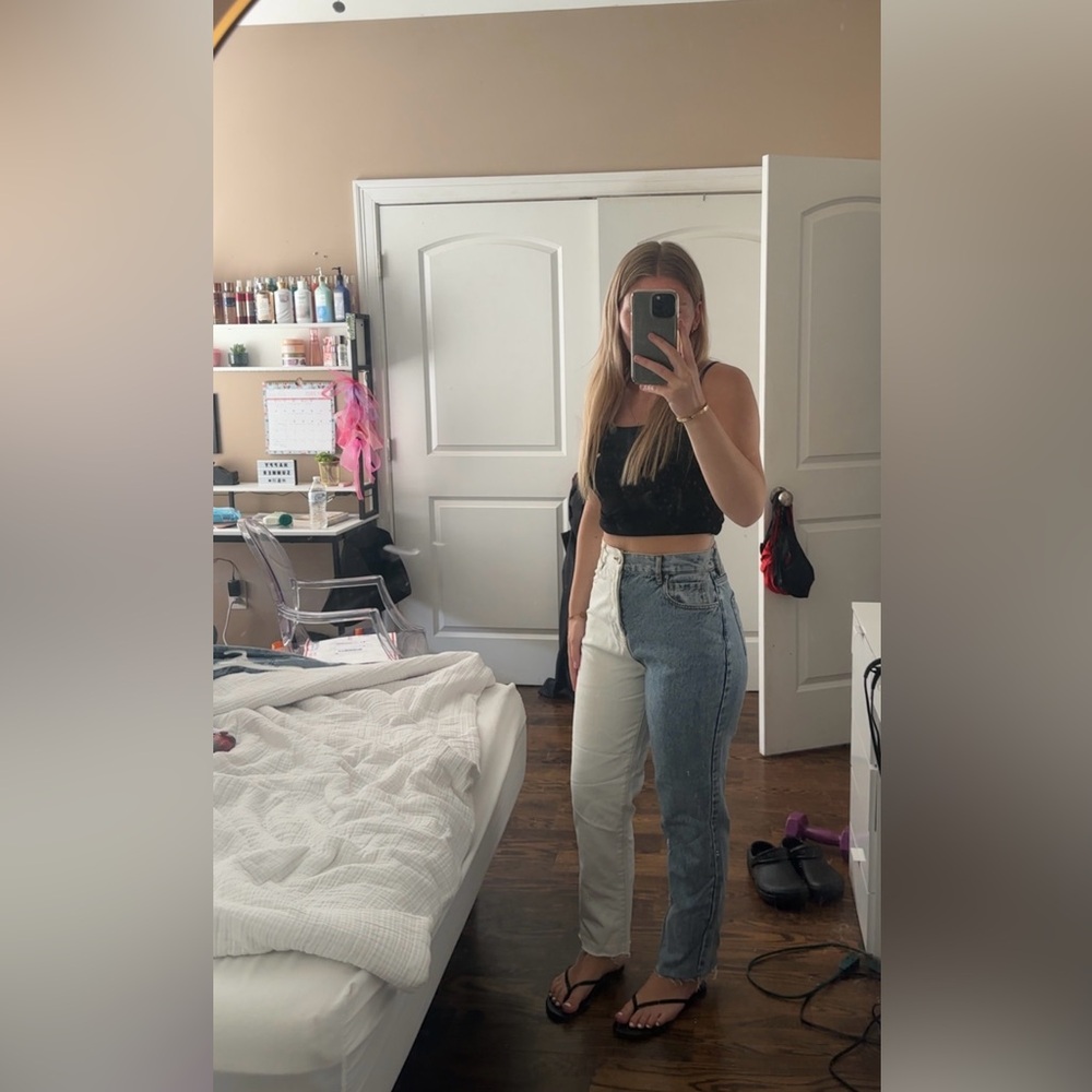 Women’s High Rise Half & Half Jeans (PacSun)